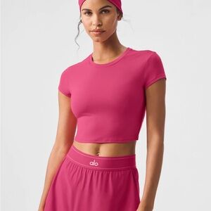 ALO Yoga Pink Fitted Crop T-Shirt